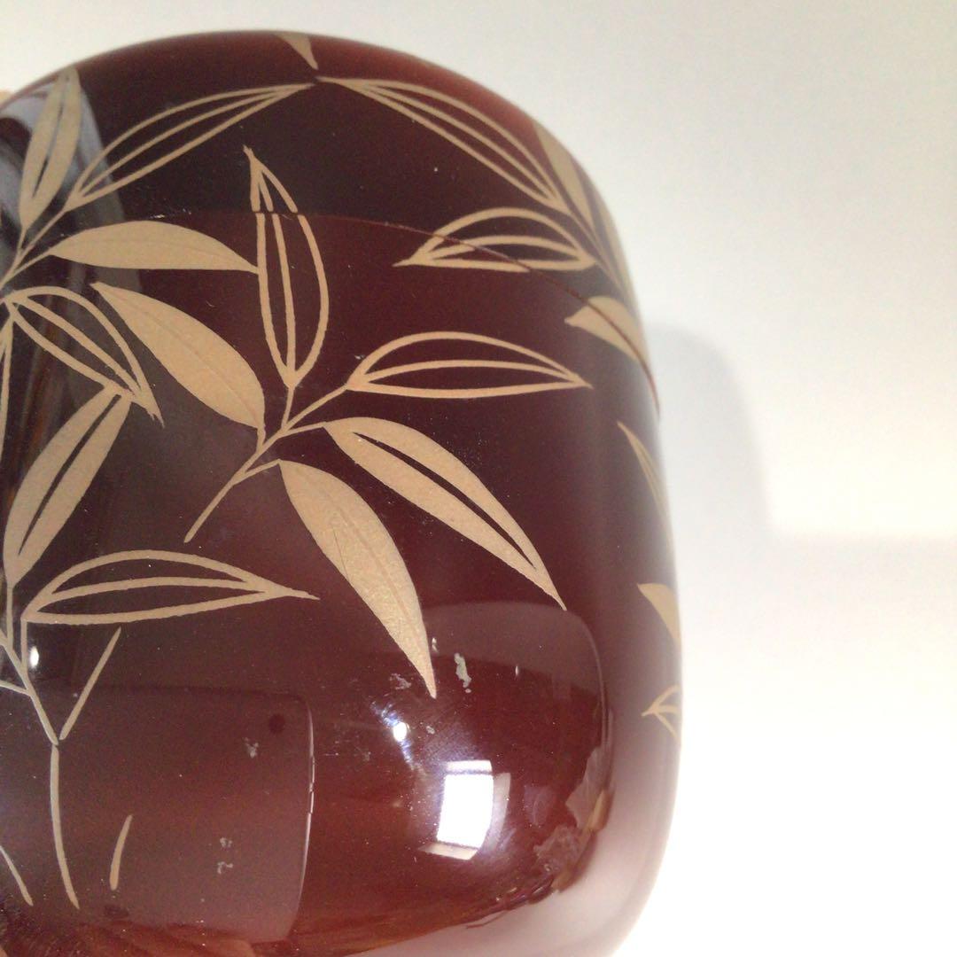 Ｐ６２９　棗　『吉田一峰作』『溜塗』『惺斉好』『笹蒔絵』『中棗』　共箱　茶道具