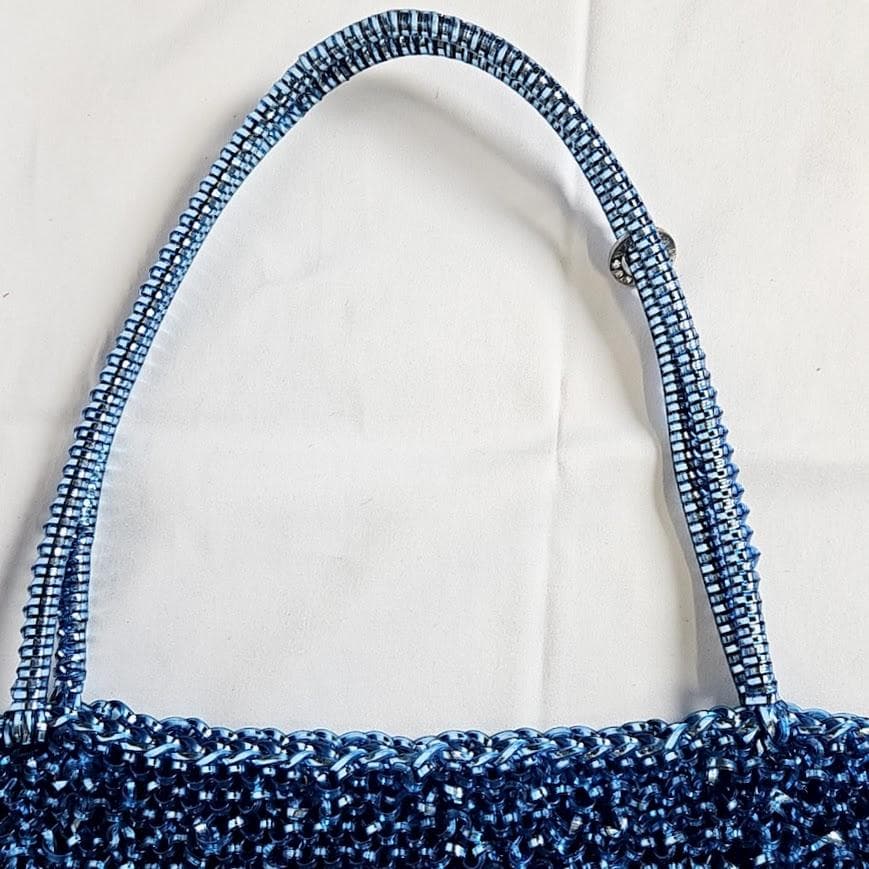 アンテプリマ　 ワイヤーバッグ　シャンパンブルー　横長