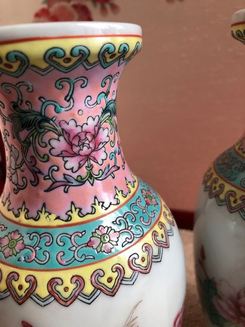 時代　中国　景徳鎮製　花瓶　一対