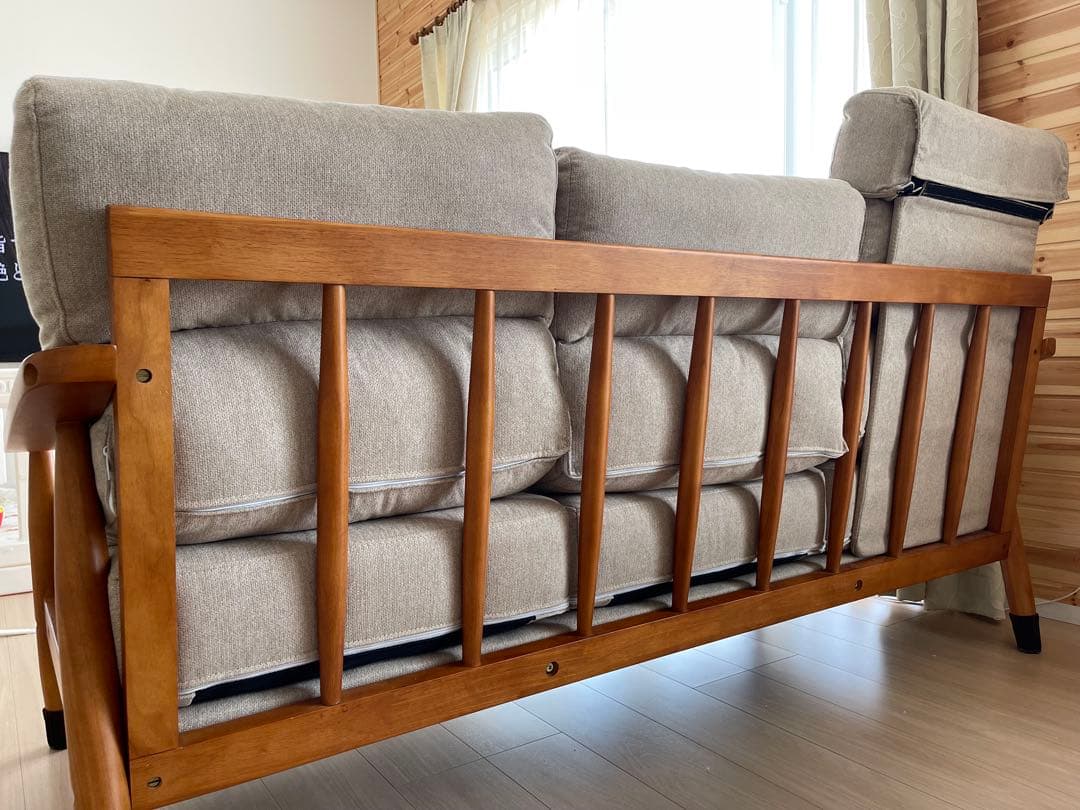 北欧風3人掛けソファ ベージュ