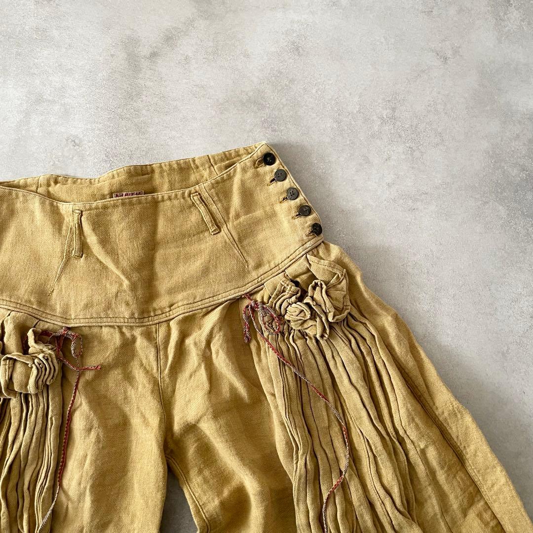 KAPITAL アミッシュパンツ ギャザー 変形 リネン ラップ ガウチョ 1