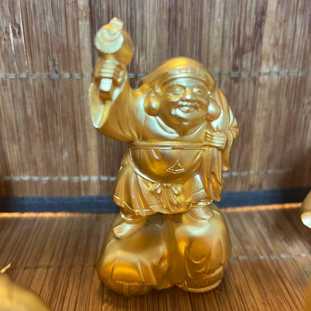 【美品】 七福神 置物 縁起物　御利益幸福　神様　ゴールド　金色