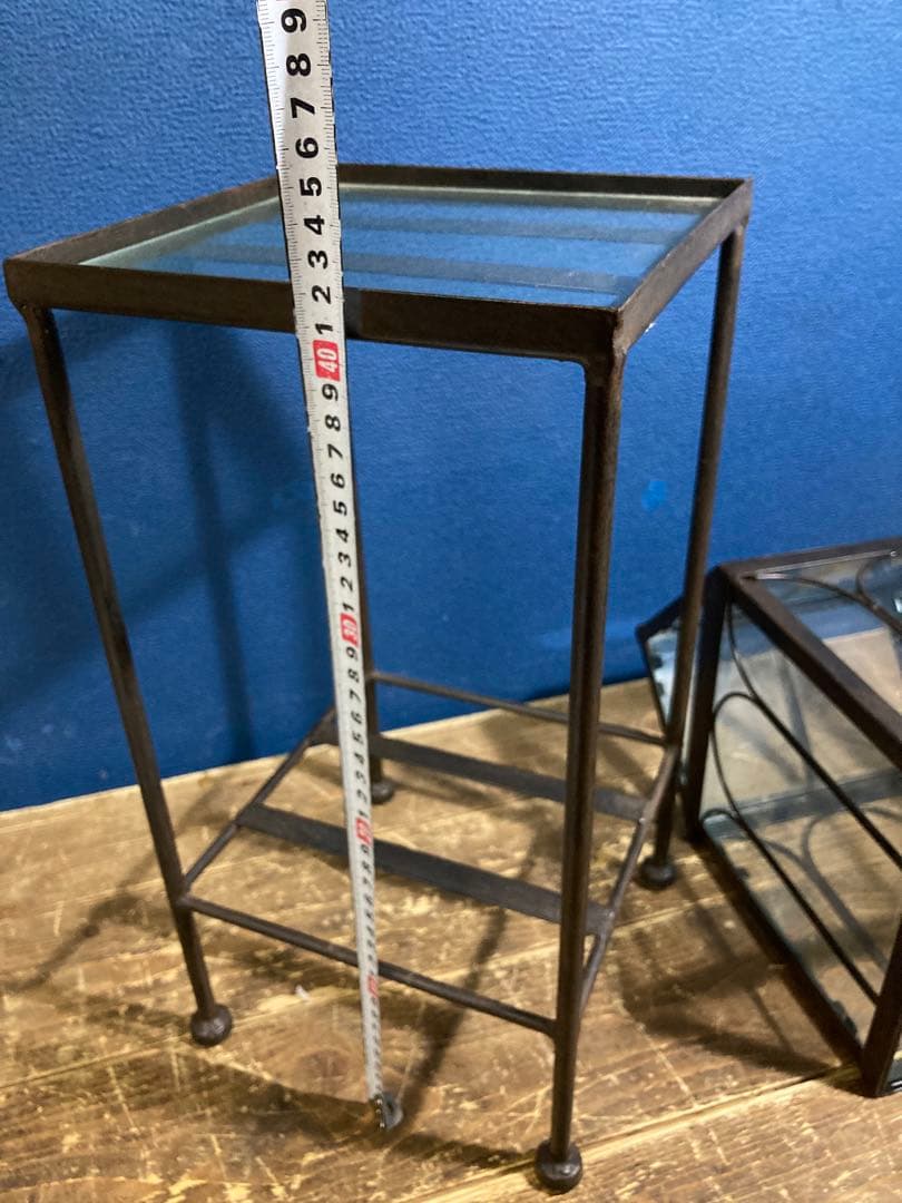 ガラス　ガーデン雑貨　ディスプレイ　花台　フラワースタンド　アイアンスタンド