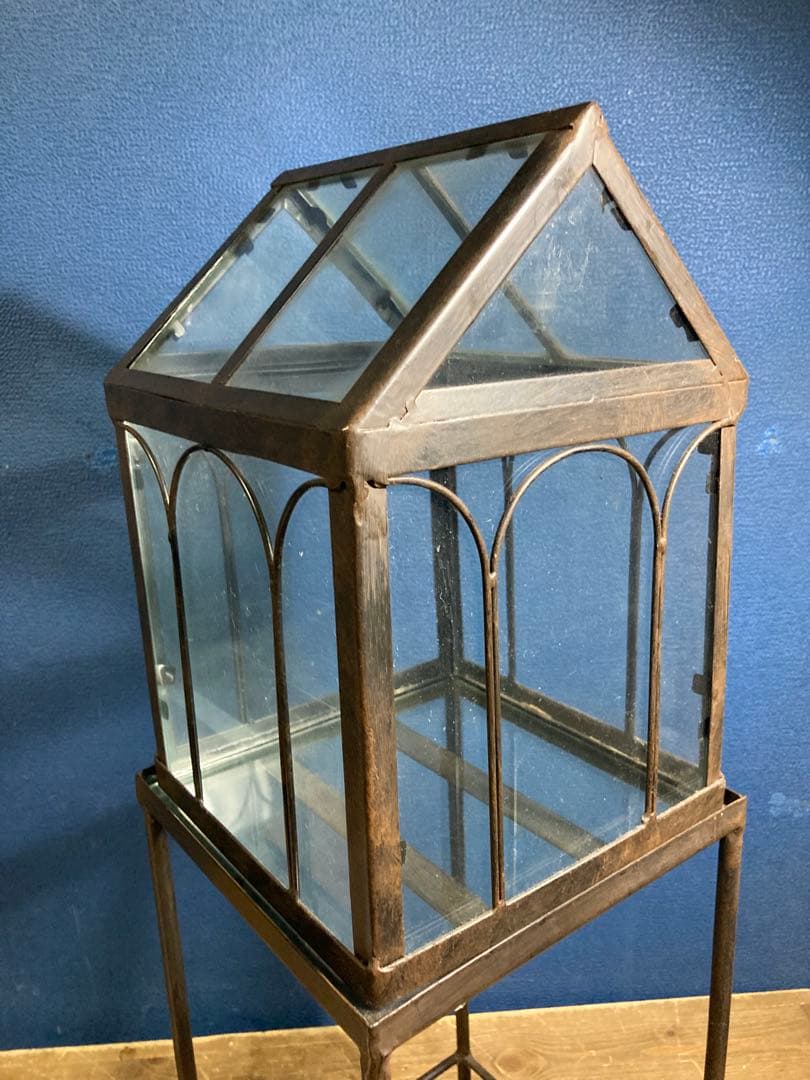 ガラス　ガーデン雑貨　ディスプレイ　花台　フラワースタンド　アイアンスタンド