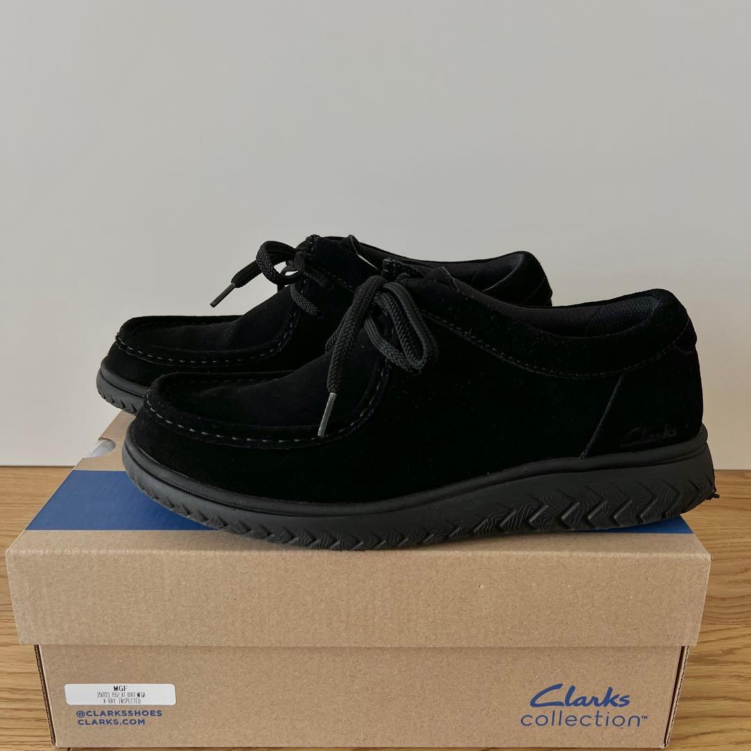 靴 Clarks RelaxLite Low Black Suede UK8 1/2