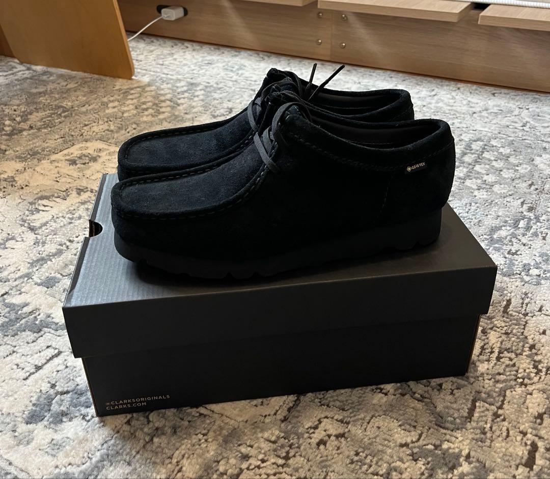 靴 Clarks Wallabee GORE-TEX Black Suede UK8