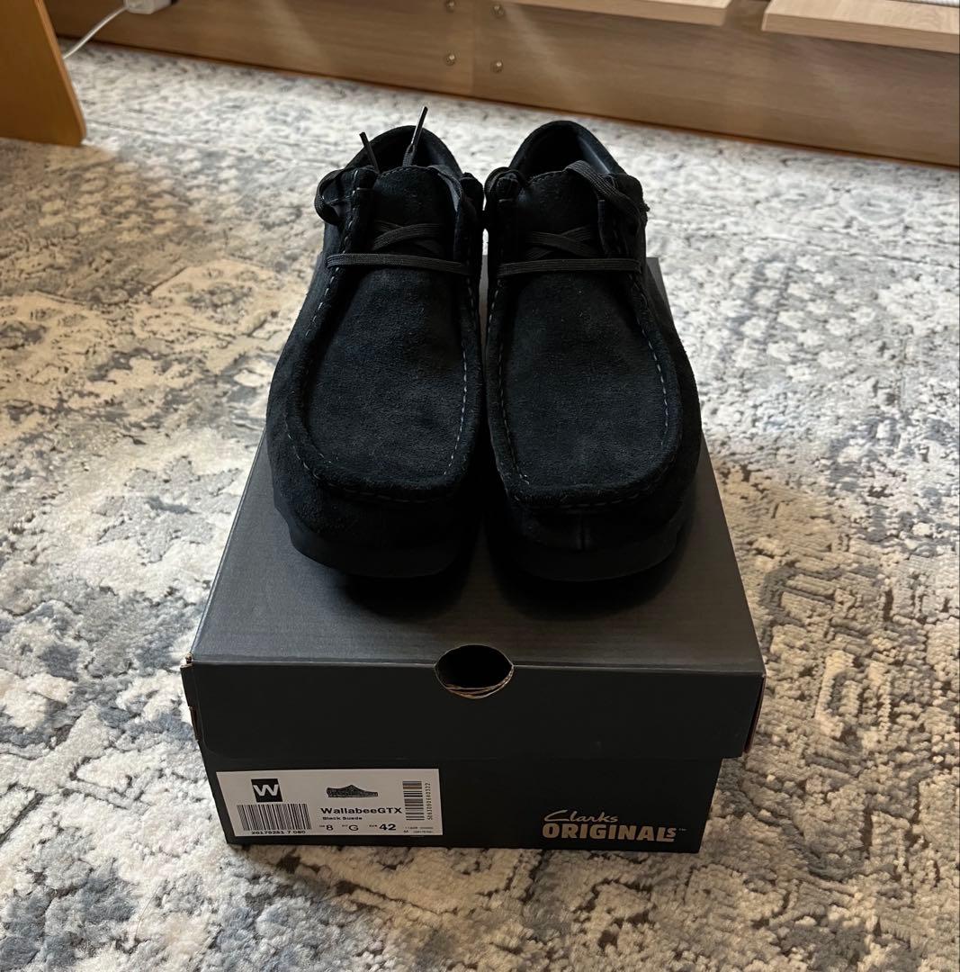 靴 Clarks Wallabee GORE-TEX Black Suede UK8