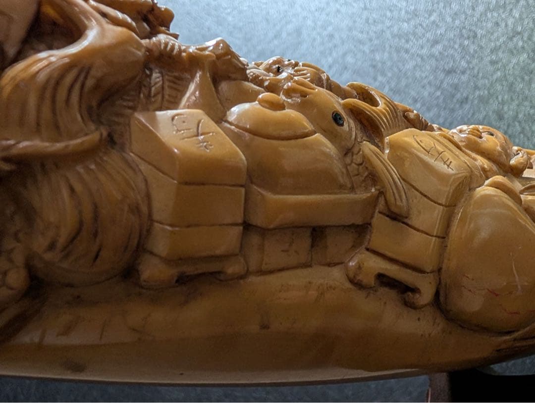 特殊白材 置物 アンティーク 斎谷銘入り七福神　置物 オブジェ