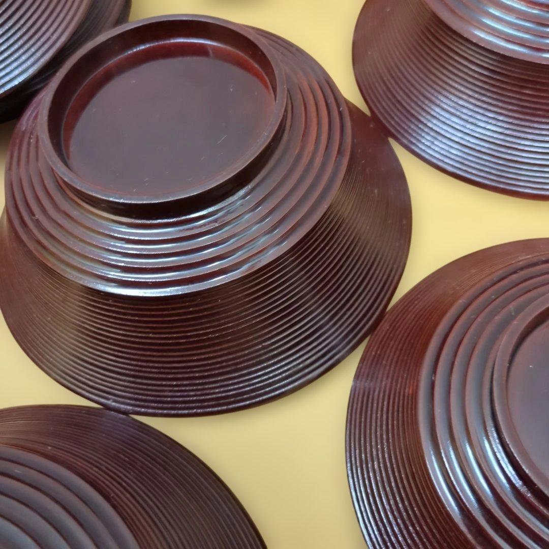 骨董　蓋付き椀　お椀　大振り　蒔絵　海老　若松　南天　木製　漆器　5つ〜