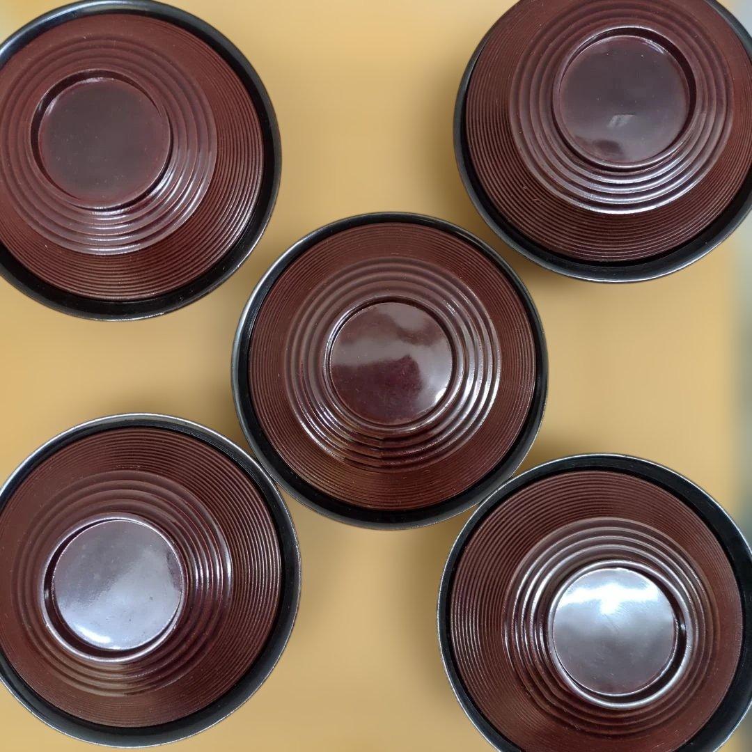 骨董　蓋付き椀　お椀　大振り　蒔絵　海老　若松　南天　木製　漆器　5つ〜