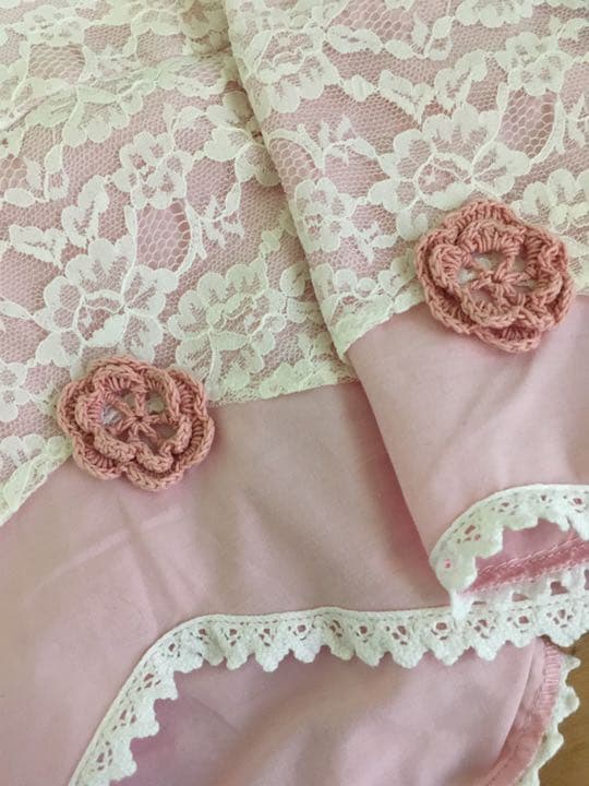 ピアノカバー　アップライト　ピンク&レース