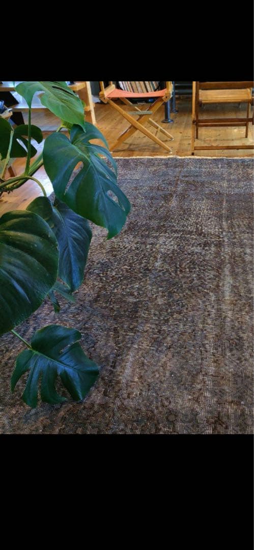 1970a 超大判　グレー　オーバーダイ　トルコ製　ヴィンテージラグ