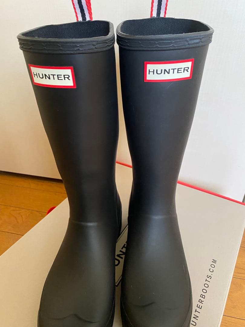 HUNTER ブラック 長靴 ストライプ