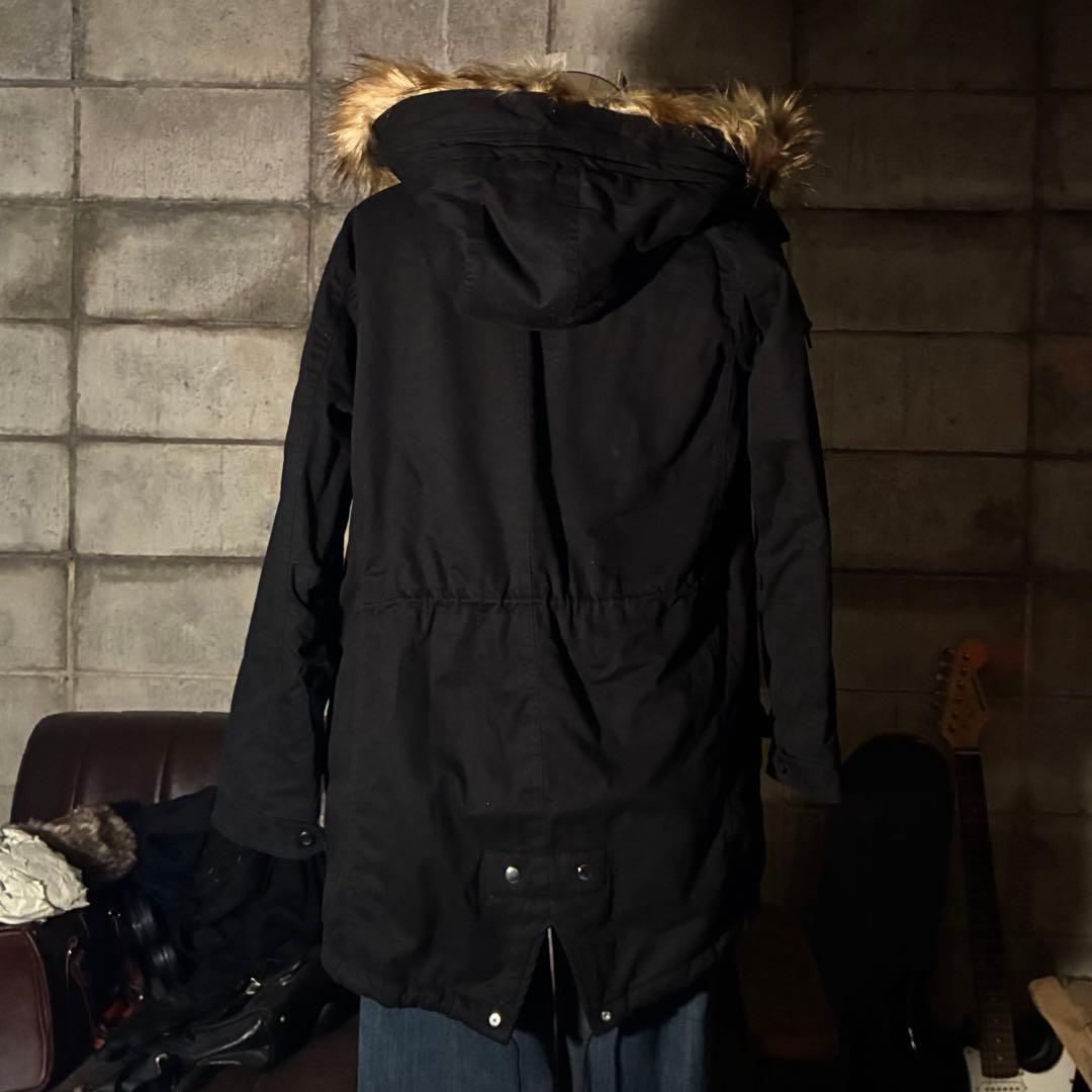 ダークコア　グランジ　モッズコート　y2k 平成　お兄系　ファー　ダブルジップ