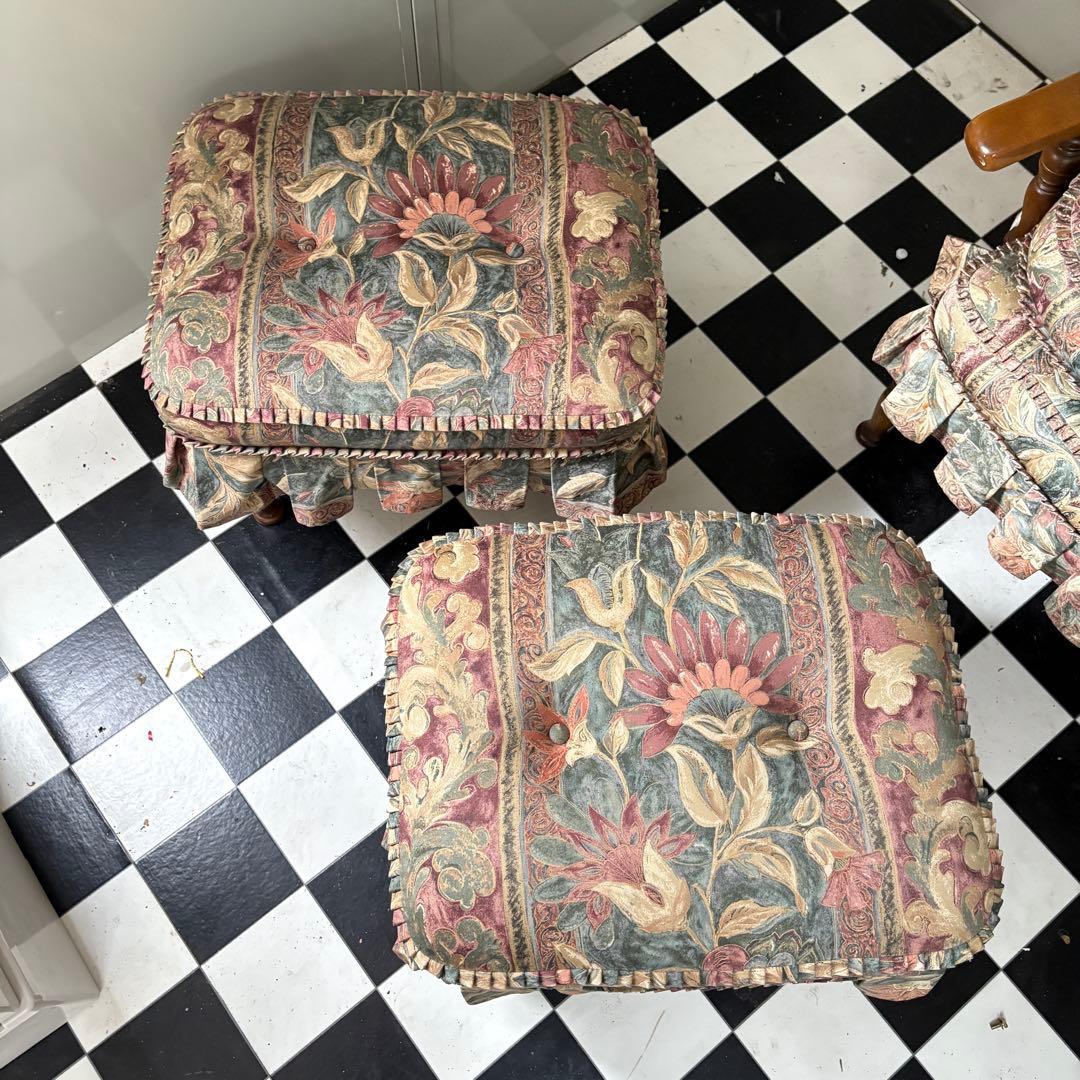 ③あずき様　二脚セット　キツツキ　飛騨産業　穂高　オットマン　ボタニカル