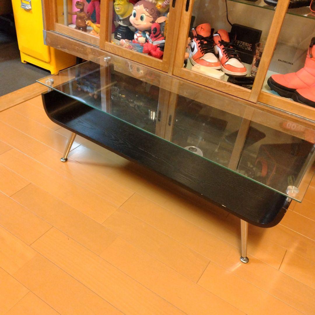 ミッドセンチュリー スペースエイジ プライウッド センターテーブル ガラス