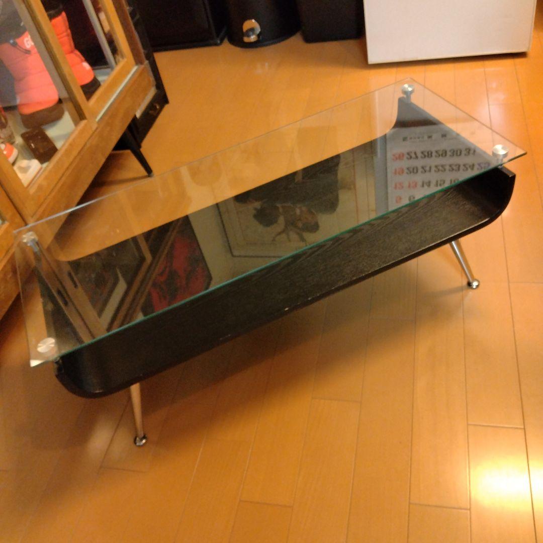 ミッドセンチュリー スペースエイジ プライウッド センターテーブル ガラス