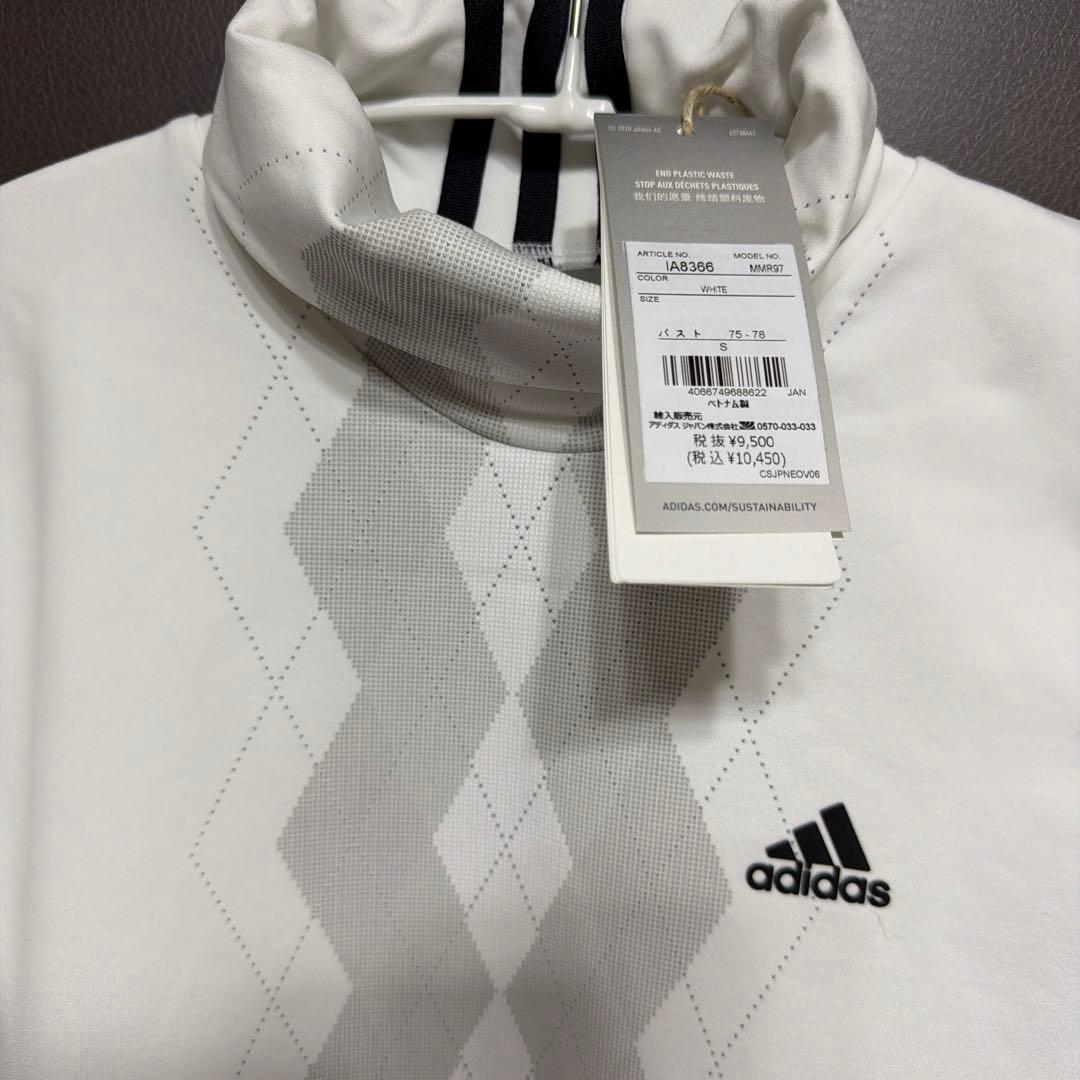 新品✨アディダスゴルフ　上下　タートルネックシャツ　裏起毛スカート　白　黒　Ｓ