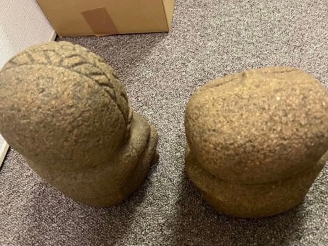 2点まとめて　石神彫刻工房　石んこ地蔵　大笑い　観音像