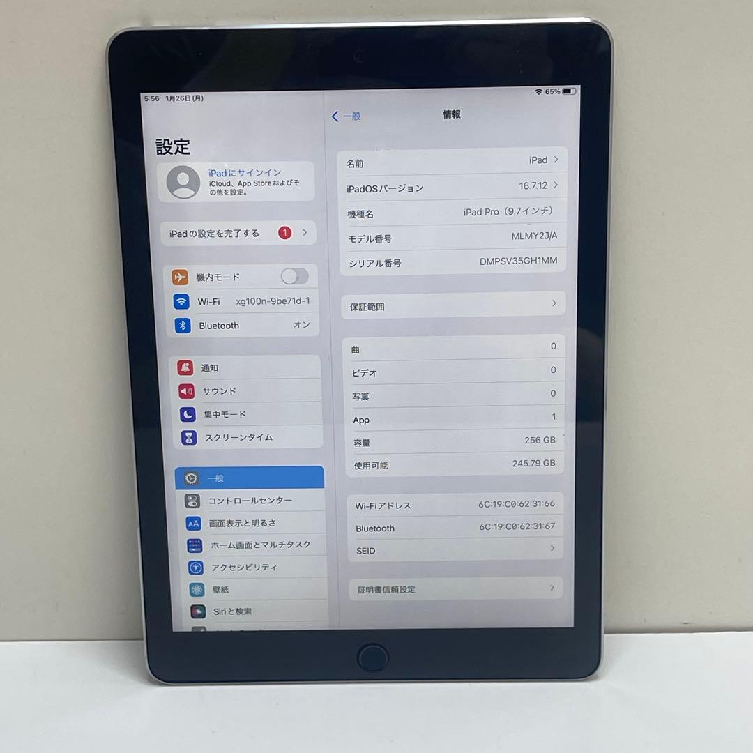 iPad Pro 9.7インチ 256GB Wi-fi A1673 96%