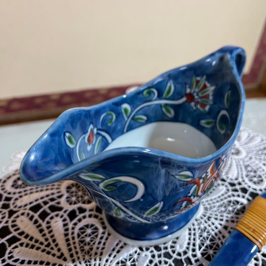 源右衛門　染錦唐花　ソース　ドレッシングポット　専用スプーン