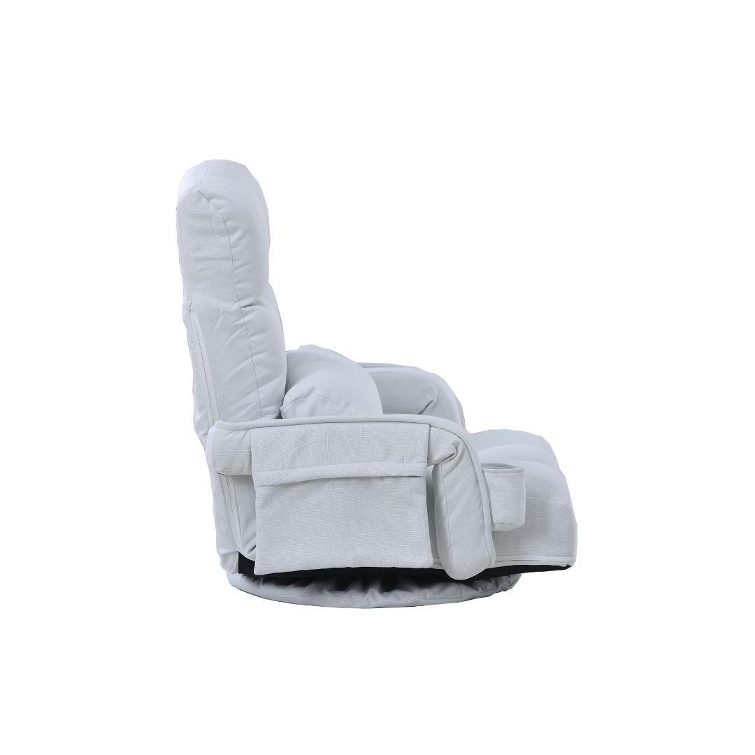 【ホワイト】回転式座椅子肘掛けハイバック座いすリクライニング1人掛けソファー