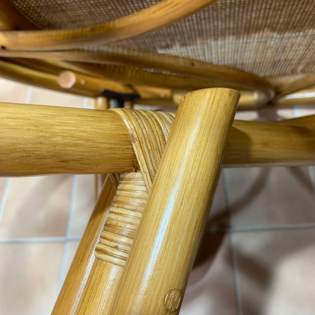 【美品】ラタン 籐 ガラステーブル アジアン 籐 円卓 ヴィンテージ レトロ