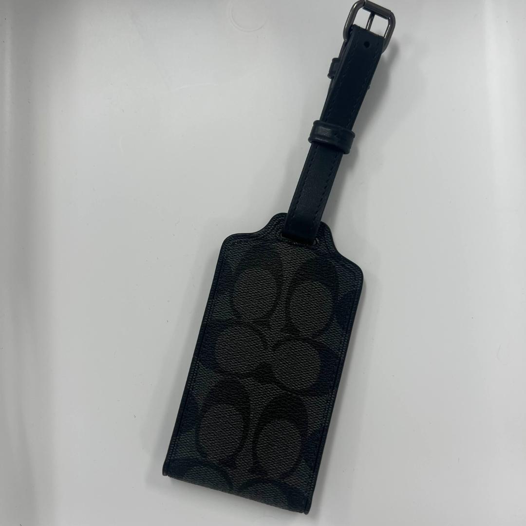 COACH ネームタグ シグネチャー ラゲッジタグ チャコール