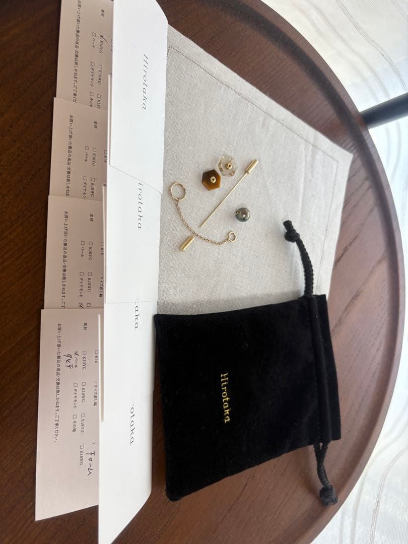 ヒロタカ hirotaka SPEAR ピアスタイガーアイ&タヒチルチルクォーツ