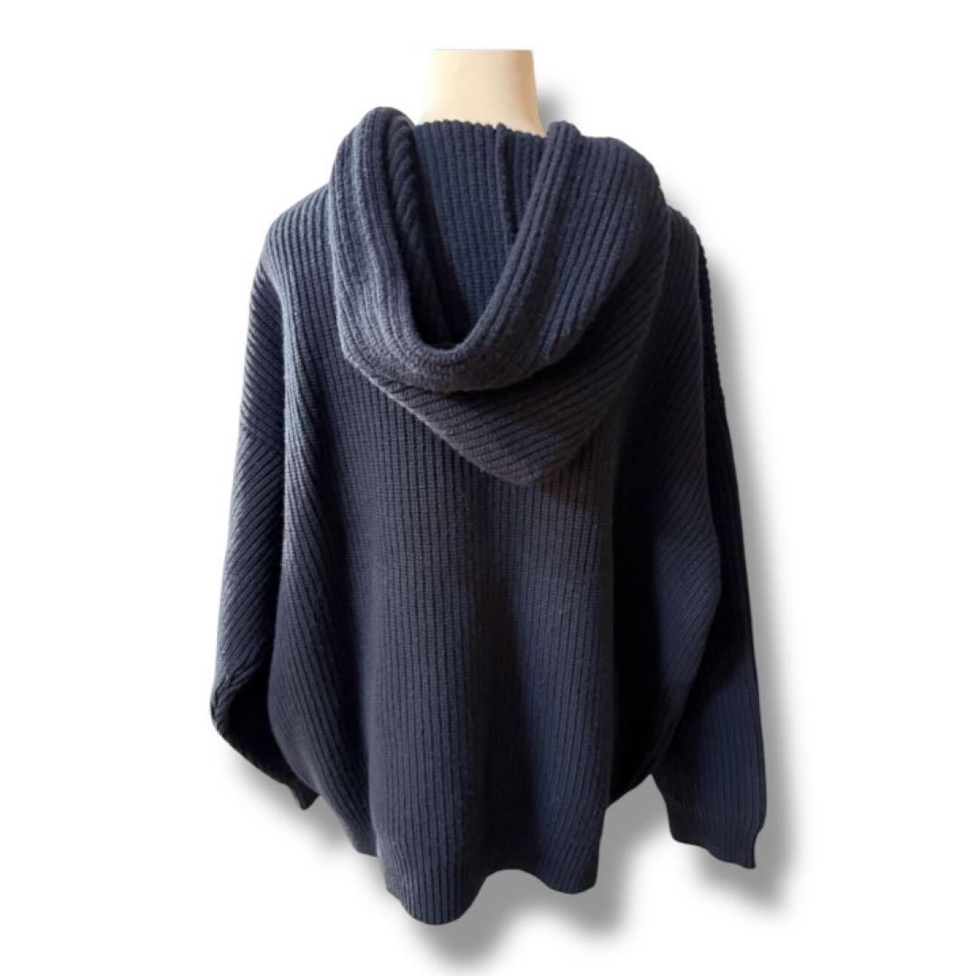 CELINE ロゴ　ニットパーカー　ネイビー　XSサイズ　美品
