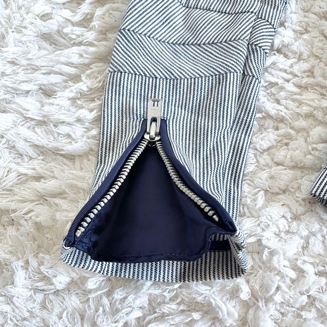 M*n様 美品　サカイ　sacai ストライプ柄　紺　白￼ライダースジャケット