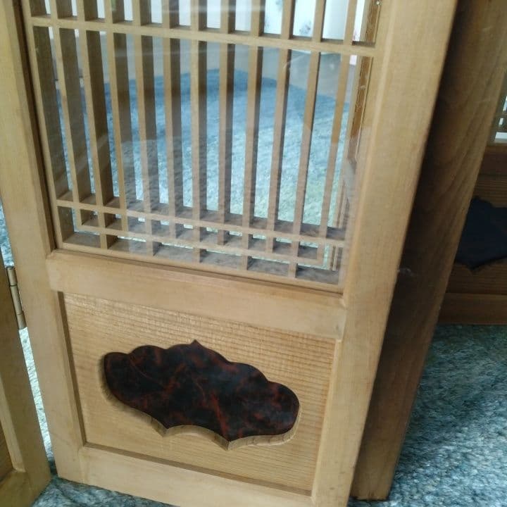 ガラス入り格子ミニ屏風 ついたて 昭和レトロ
