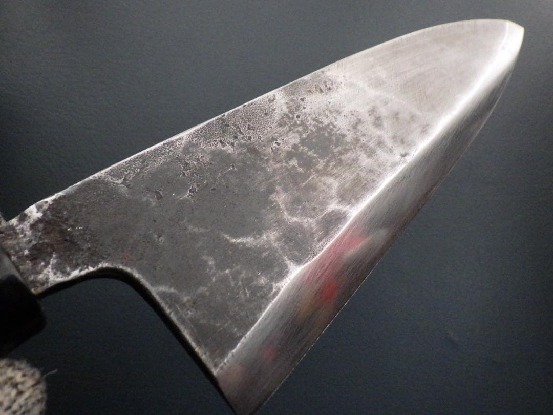 正本★槌目鍛造出刃包丁★㊨片刃研ぎ済み★オールド正本/昭和★