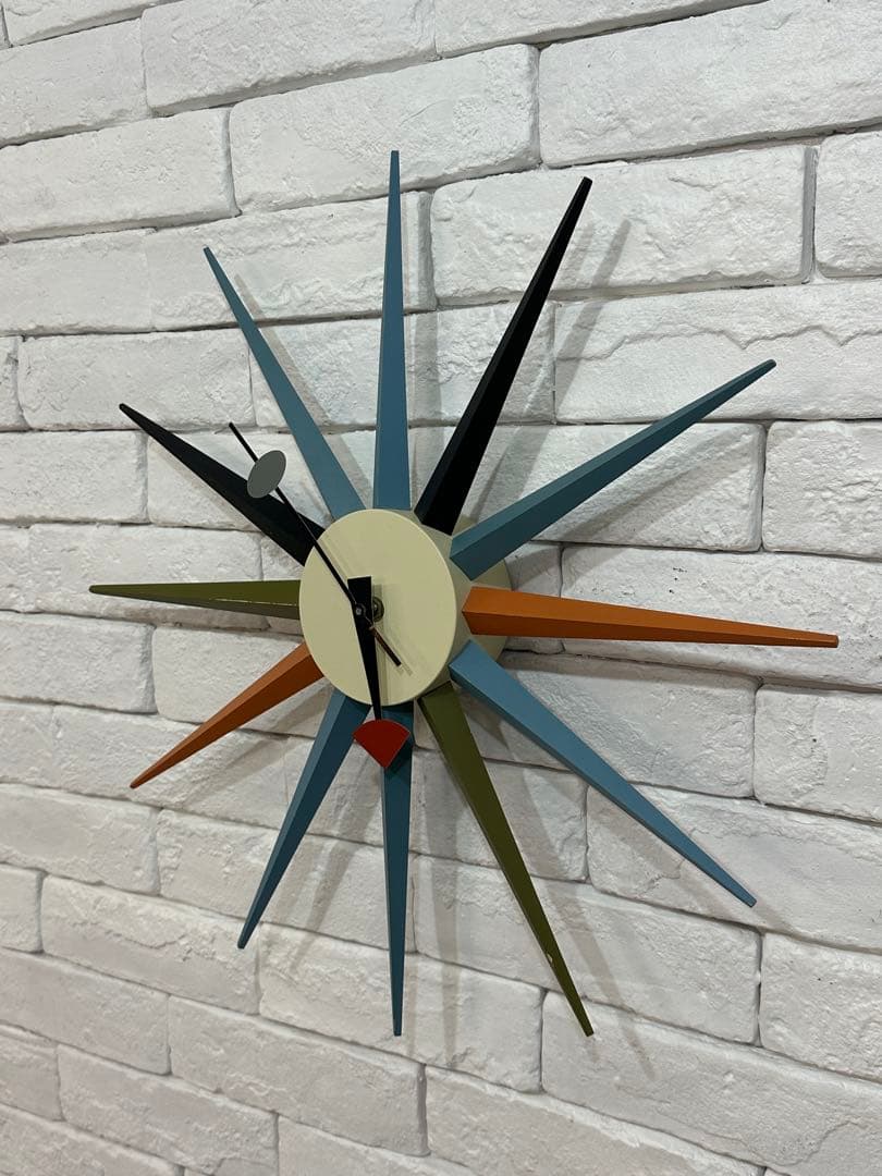 ①⭐️【全国送料無料】ビンテージ　ミッドセンチュリー　サンバースト クロック　時計