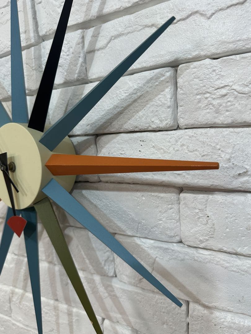 ①⭐️【全国送料無料】ビンテージ　ミッドセンチュリー　サンバースト クロック　時計