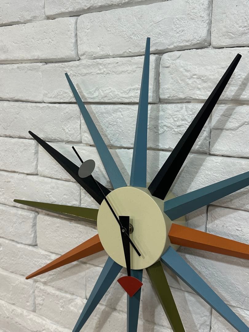 ①⭐️【全国送料無料】ビンテージ　ミッドセンチュリー　サンバースト クロック　時計