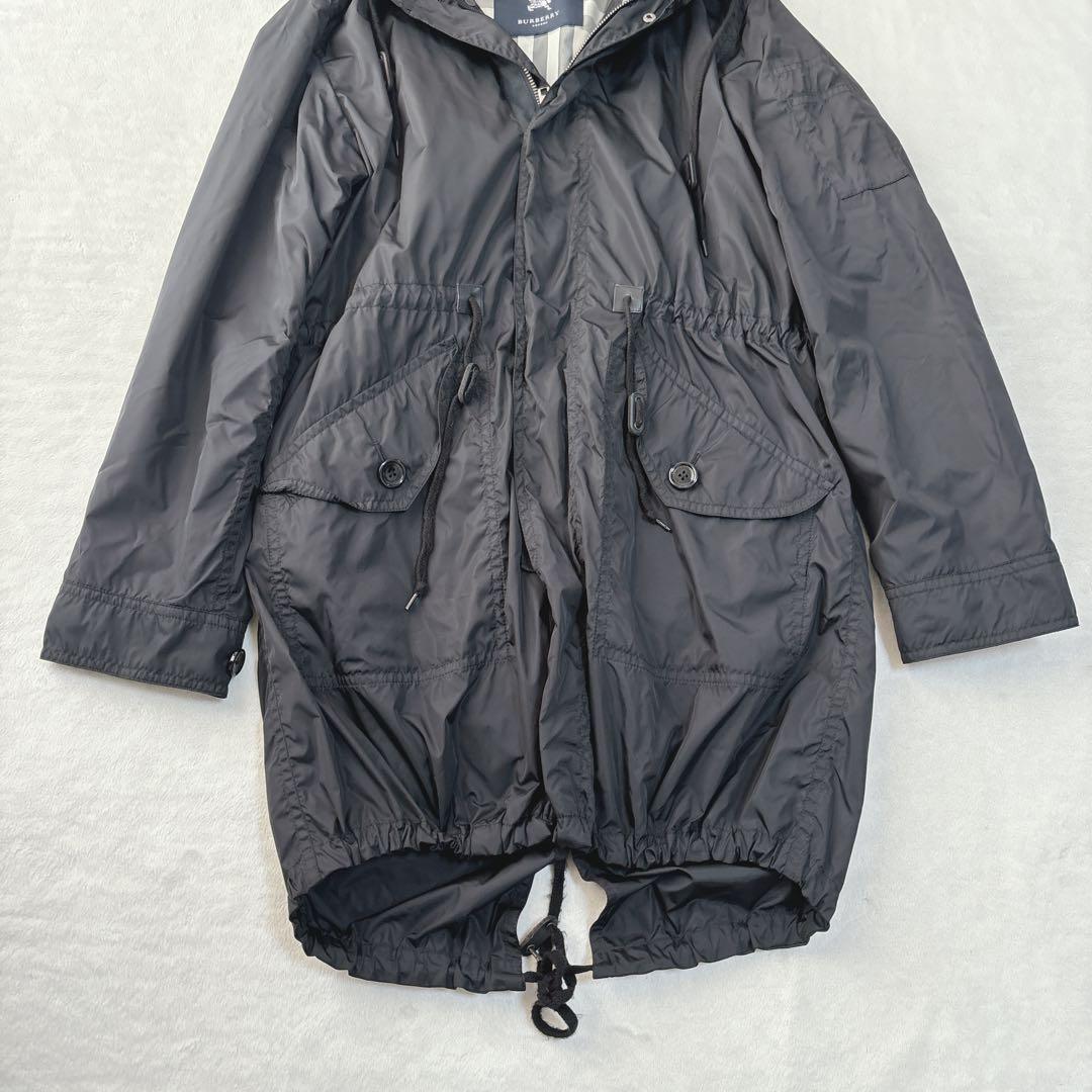 【美品】バーバリーロンドン　モッズコート　ナイロン　ノバチェック　ブラック