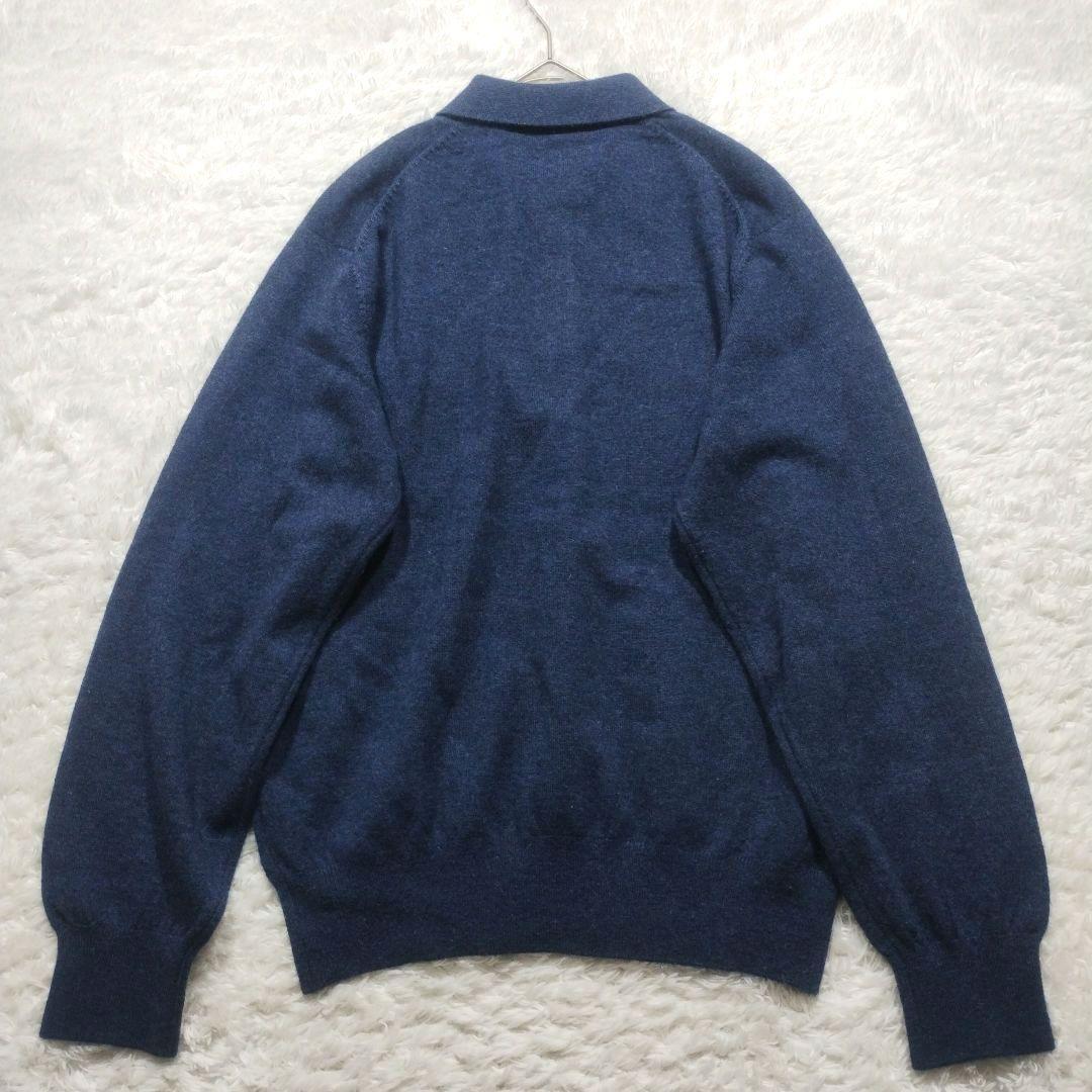 極美品✨LeCENT カシミヤ 100% ニット ポロシャツ 長袖 ネイビー M