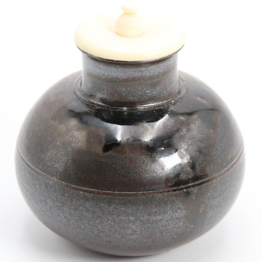 笹田有祥作 摸 唐物大名物 早苗丸壷茶入 宗薫緞子仕覆付 茶道具　V904　N9