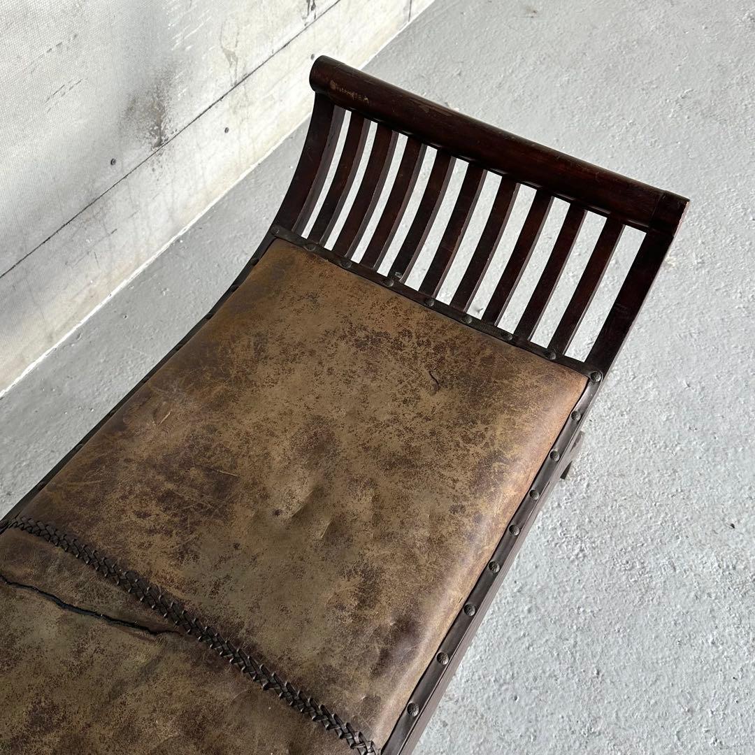 ★カルティニベンチ★ 鉄鋲 本革座面×ウッドフレーム ミッドセンチュリー