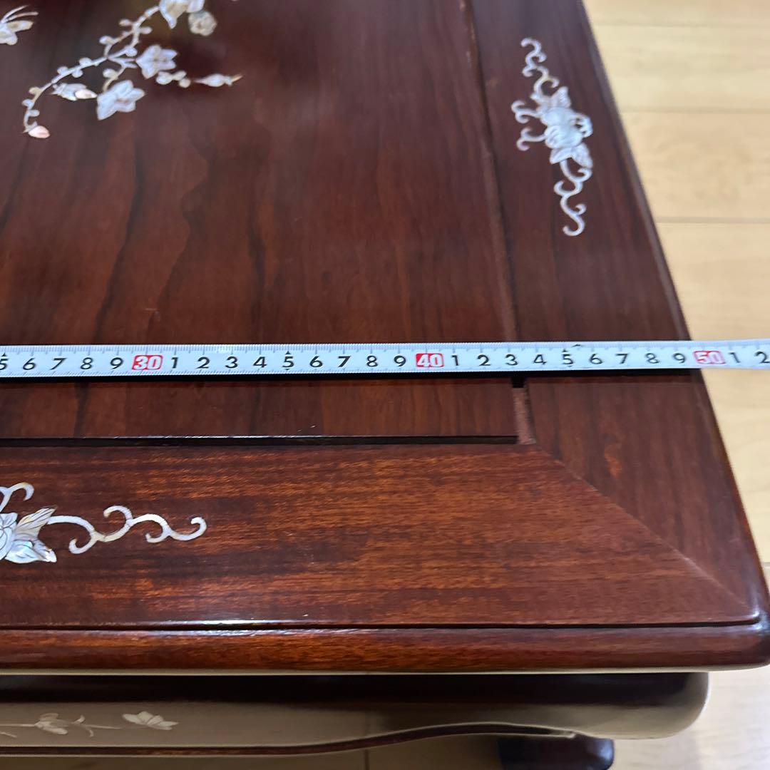 中国美術　唐木　花梨　螺鈿細工　テーブル　9.8キロ