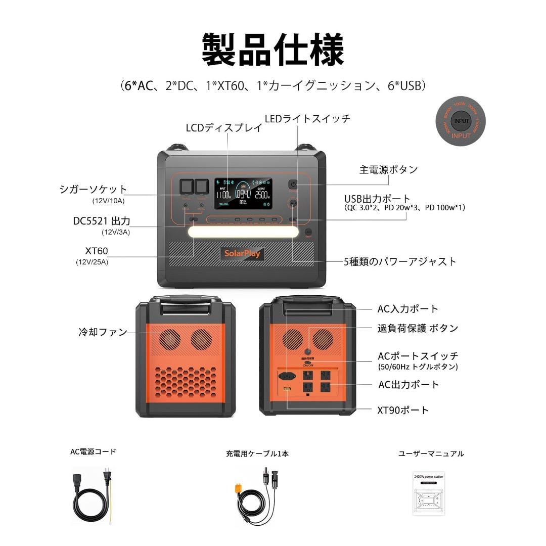 ポータブル電源 2300Wh 14出力ポート