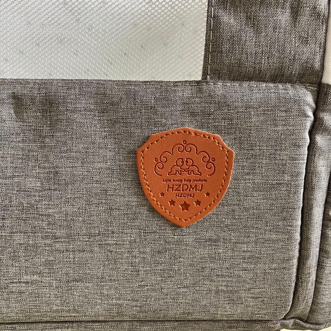 HZDMJ ベビーベッド グレー　持ち運び 折りたたみ