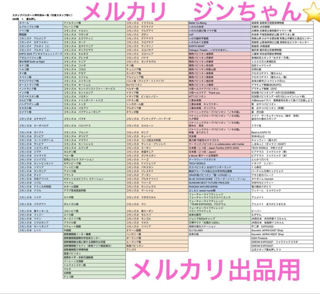 竹*男様 万博スタンプ269個以上パスポートサテライト直押コンプ閉幕日&ムーミン