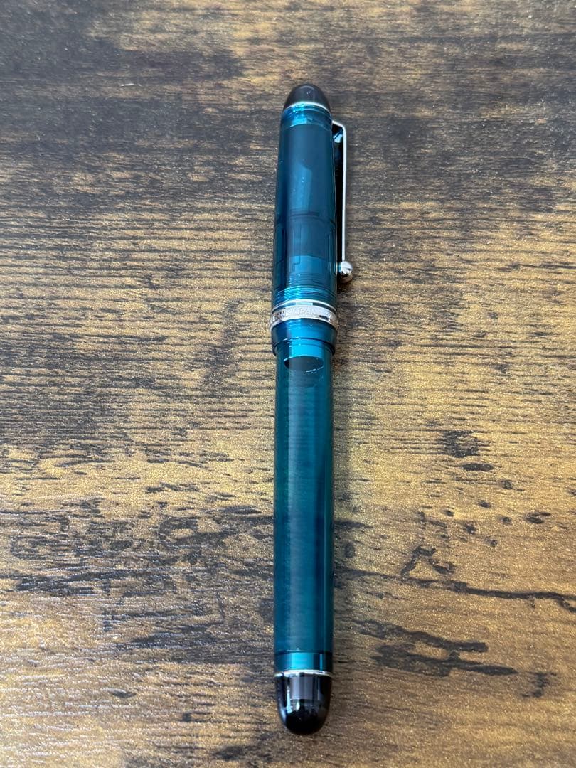 試筆のみ　ターコイズグリーン　透明軸　14金　パイロット　万年筆　細字