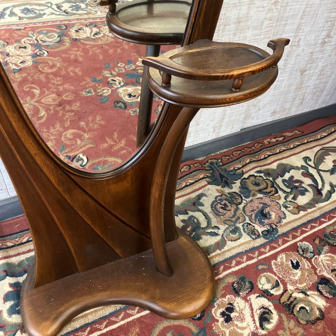 昭和レトロ 松永工房 カンティーニュ 木製姿見 全身鏡 スタンドミラー 古家具