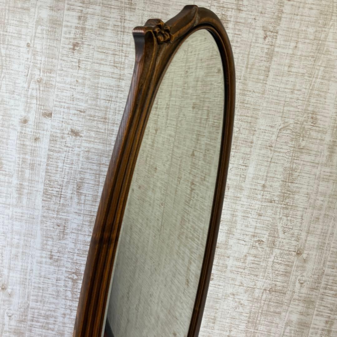 昭和レトロ 松永工房 カンティーニュ 木製姿見 全身鏡 スタンドミラー 古家具