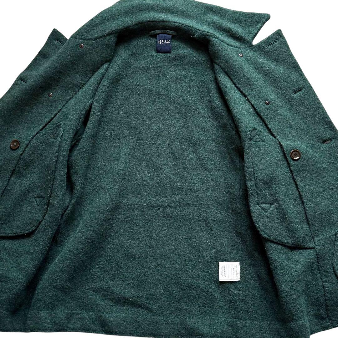 現行タグ 45r フロート縮絨のPコート ダブル ジャケット R刺繍 グリーン