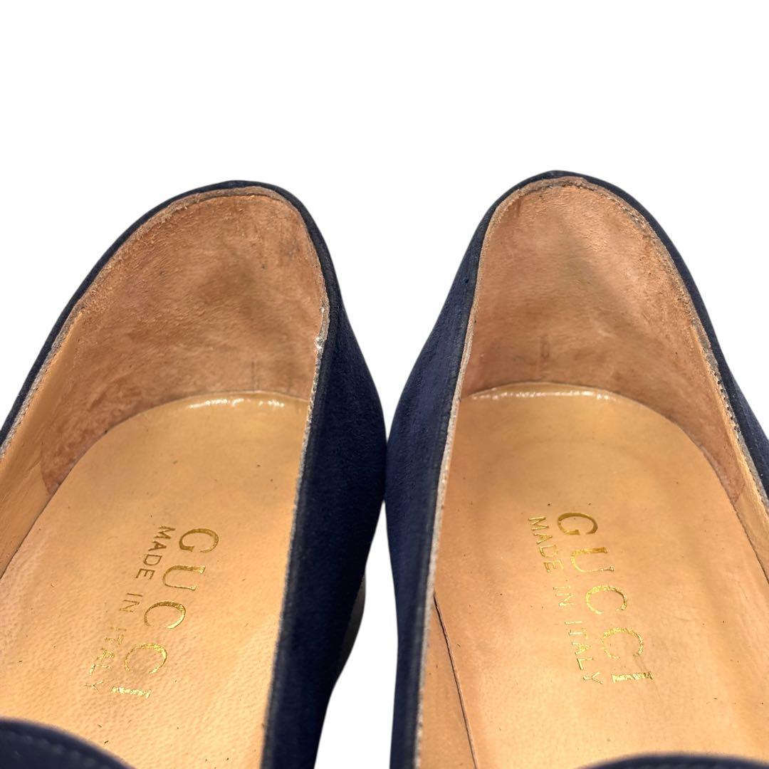 美品 グッチ GUCCI 36 1/2 23.5 スエード ローファー バンブー