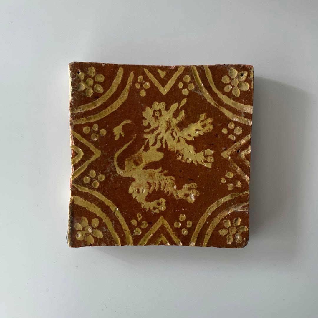 獅子図 タイル オランダ 古道具坂田 民藝 民芸 骨董 アンティーク デルフト